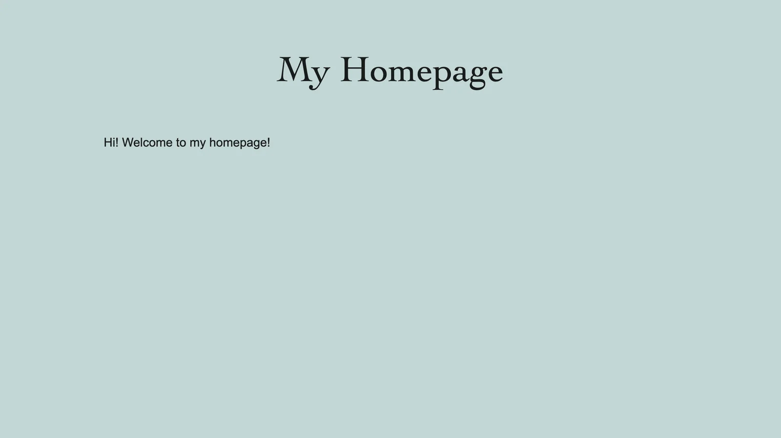 A simple webpage with a light green background and a decorative font for the heading